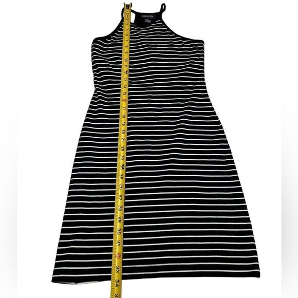 New York & Company Black and White Striped Bodycon Mini Summer Dress Halter Top - Picture 4 of 4